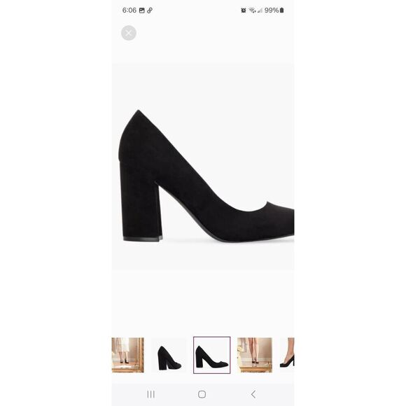 New 7.5 JustFab Black Daphne-E Round Toe Chunky Block High Heel Dress Shoes - Picture 3 of 9